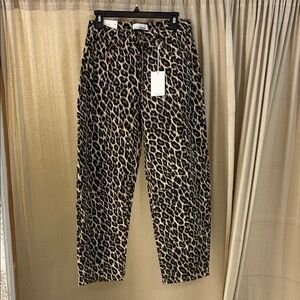Leopard Print Barrel Leg Jeans - Vervet